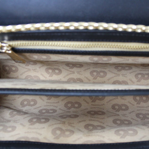 90 Feet Kaya Clutch Bag in Premium Genuine Leather (Black)